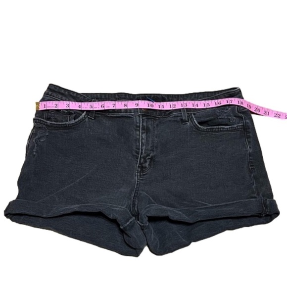 Arizona Black Distressed Jean Shorts Cotton Spandex Rolled Hem Junior Size 17 - Picture 4 of 10